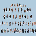 Diverse Group of People in Various Poses and Different Outfits