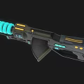 Futuristic Sci Fi Weapon With Glowing Blue Elements And Digital