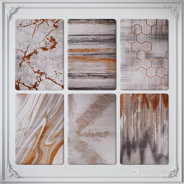 Modern Square Rugs With Various Geometric Abstract Patterns And Neutral Color Tones 3d model