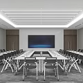 Modern Conference Room Interior Design With Long Conference Table Large Screen And Chairs