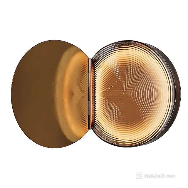Modern Round Wall Light With Textured Glass And Warm Gold Metal Finish 3d model 