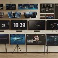 Modern Televisions Showing Various Screen Content On Stands In Different Styles 3d model