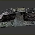 Stone Arch Bridge Model with Detailed Stone Masonry Miniature Railings and Path Underneath