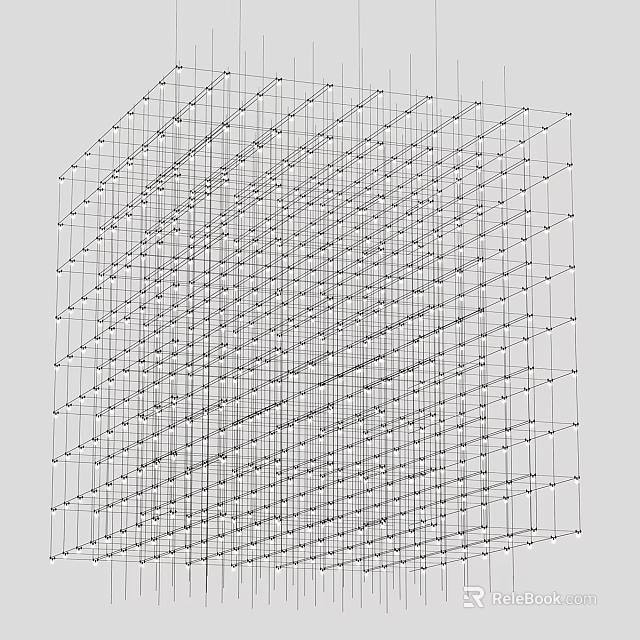 Geometric Grid Design Chandelier with Black Metal Frame Minimalist Style Modern Home Decor 3d model 