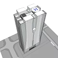 Modern Commercial Complex Tall Building Design With Glass Facade And Urban Skyline
