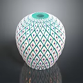 Round Decorative Light With Intricate Geometric Diamond Grid Design And White Green Purple Blue Accents