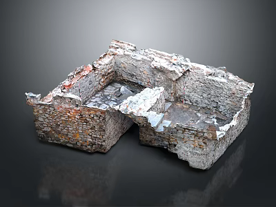 Ancient Ruins Scenic Landscape Featuring Weathered Stone Walls And Historical Structure Remains 3d model