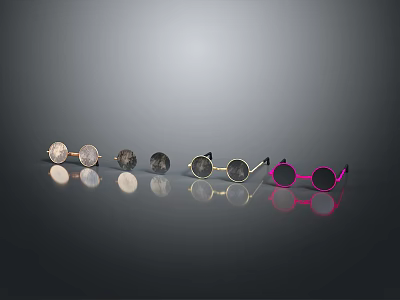 Stylish Round Earrings Silver Black Pink Decorative Gemstone Fashion Jewelry Collection 3d model