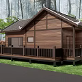 Traditional Detached Villa With Wooden Structure Classic Roof Forest Surroundings Deck Steps Green Lawn