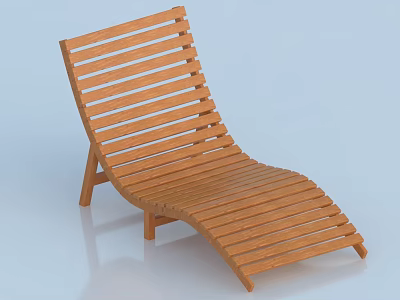 Modern Wooden Slatted Lounge Chair With Ergonomic Design And Natural Finish 3d model