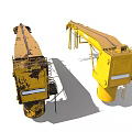 Yellow Heavy Duty Industrial Crane With Metal Structure And Hanging Chains