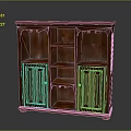 Dark Brown Wooden Bookcase With Carved Design Cabinet Doors And Open Shelves