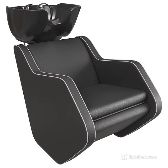 Modern Black Leather Chair With Sleek Design And White Stitching Details 3d model 