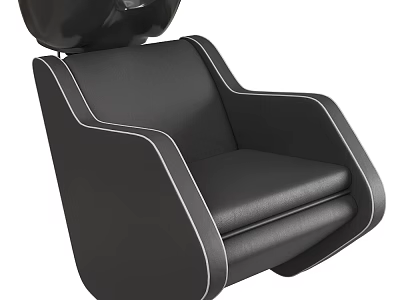 Modern Black Leather Chair With Sleek Design And White Stitching Details 3d model