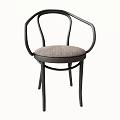 Minimalist Modern Dining Chair With Curved Armrests Dark Frame And Upholstered Seat