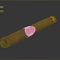 Brown Cigar With Red And Gold Label Featuring Emblem And Burning End On Gray Background