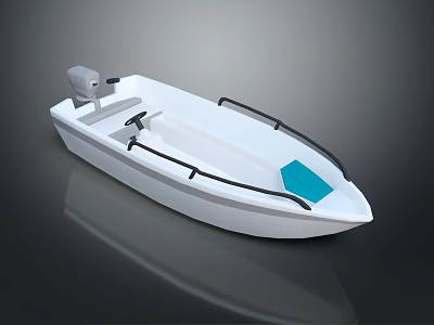 White Yacht With Black Rails And Outboard Motor 3d model