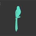 Golden Parrot Sculpture Standing on Branch with Gray Background and Reflection