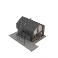 Modern Single Family House With Black Metal Roof Large Windows Wooden Elements And Stone Wall