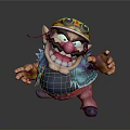 Wario Game Character With Yellow Helmet Goggles Exaggerated Grin Blue Vest And Pink Pants