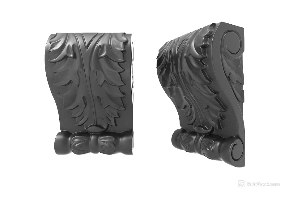 Decorative Carved Corbels With Intricate Leaf Patterns And Curved Ornamental Details 3d model 