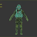 3D Military Combat Character Wearing Camouflage Uniform With Tactical Vest Helmet And Knee Pads