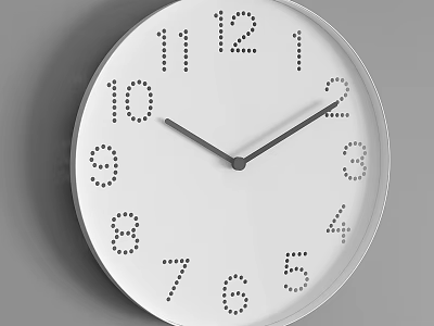 Minimalist White Wall Clock With Black Numbers And Hands For Home Interior 3d model