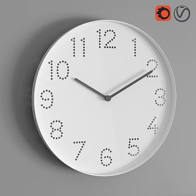 Minimalist White Wall Clock With Black Numbers And Hands For Home Interior 3d model
