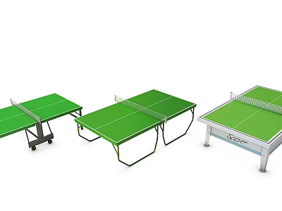 Durable Green Table Tennis Tables As Sports Equipment With Foldable Wheel And Fixed Designs 3d model