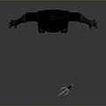 Gray 3D Human Model in Standing Position With Arms Outstretched and Ground Symbol