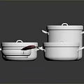Aluminum Cooking Pots and Frying Pan Set with Lids and Red Handle