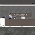 Modern company front desk background wall reception area bar desk reception desk hall simple lobby 3d model