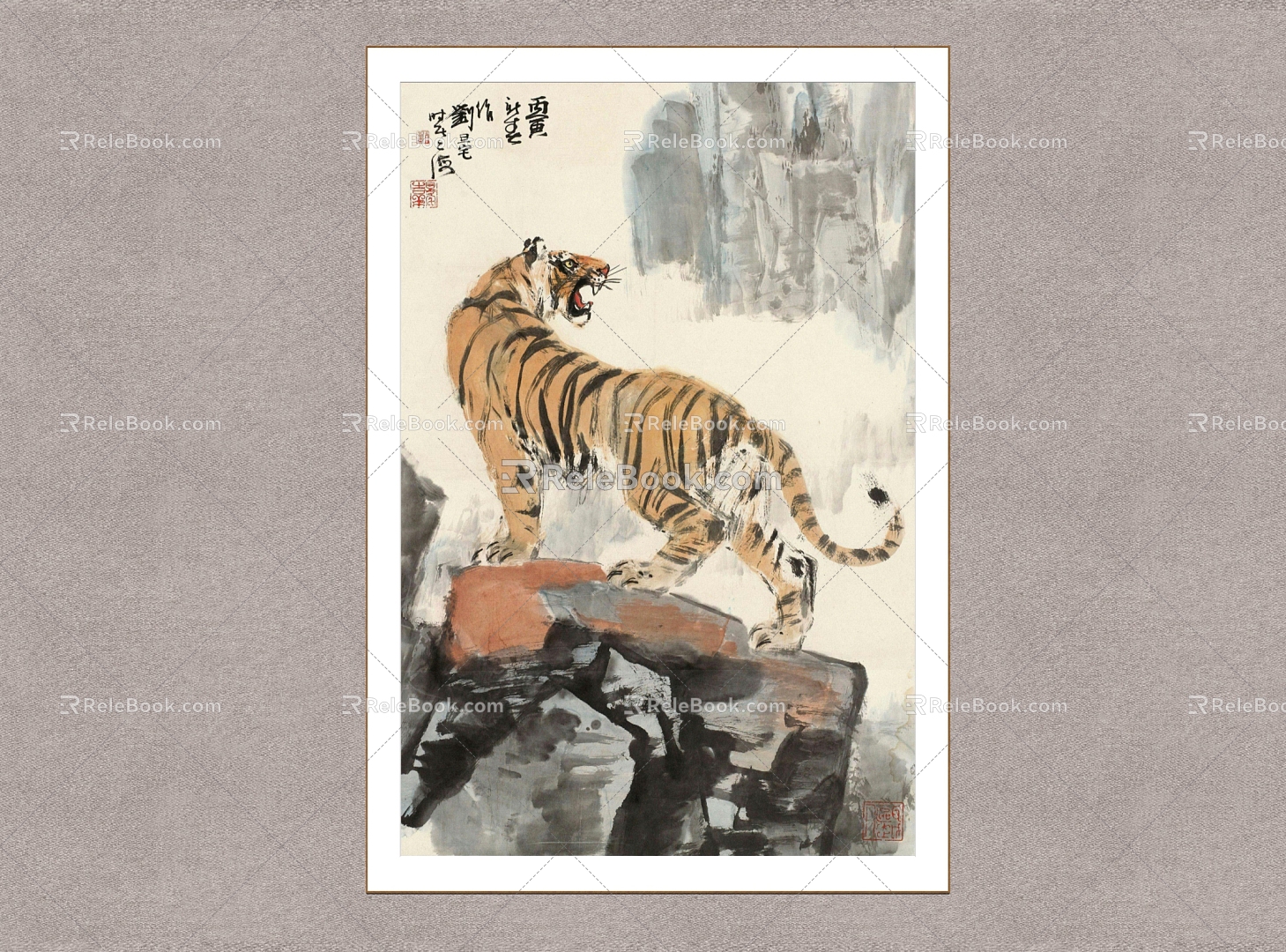 Chinese Decorative Painting Tiger Liu Dan Zhai Aizi Picture 3d model