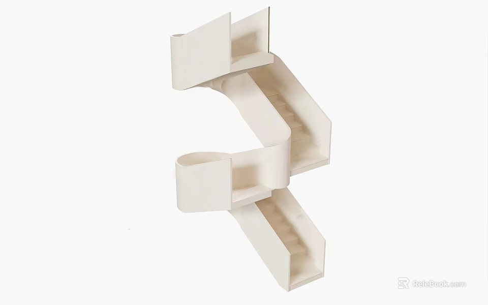 White Spiral Staircase With Modern Minimalist Curved Design And Clean Lines 3d model 