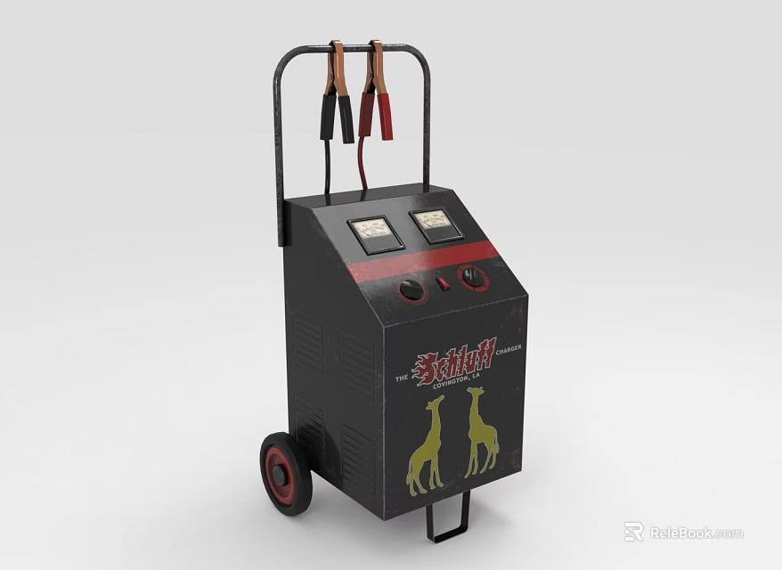 Mobile Digital Kaolishi Device with Black Design Giraffe Pattern Dials Clamp Cables and Wheels 3d model