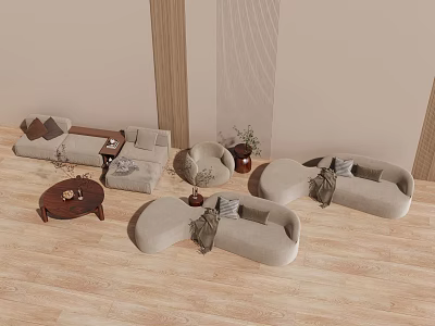 Modern Sofa Coffee Table Combination Sofa 3d model