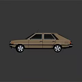 Vintage Brown Four Door Car With Black Windows And Silver Wheels