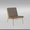 Modern Accent Chair With Wooden Frame Gray Cushion And Metal Legs