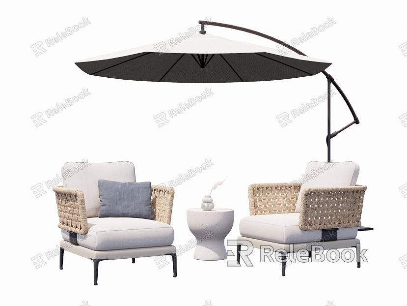 Modern Minotti Outdoor Rattan Leisure Chair Sunshade Leisure Seat Combination model