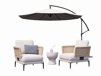 Modern Minotti Outdoor Rattan Leisure Chair Sunshade Leisure Seat Combination 3d model