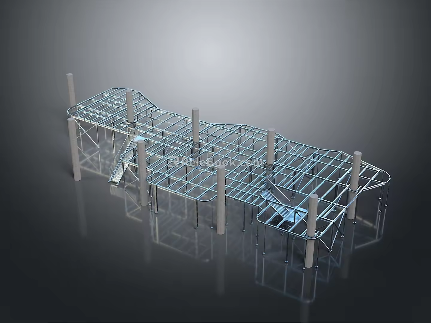Iron frame large iron frame iron frame house factory industrial iron frame iron ladder rigid ladder work frame rigid scaffold 3d model