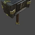 Game Movie Character Fantasy War Hammer With Metal Frame Leather Straps And Wooden Handle Design