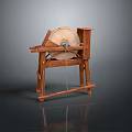 Traditional Wooden Manual Grindstone Tool With Stable Wooden Stand And Round Grinding Wheel