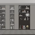 Modern Built in Bookcase With Multiple Shelves Books Decorative Items And Lighting 3d model
