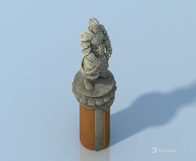 Pet Cabinet With Intricate Carvings On Brown Column Base And Light Blue Background 3d model 