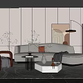 Modern sofa coffee table combination 3d model
