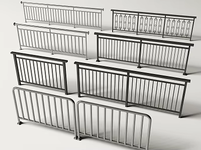 Various Styles Modern Metal Railings With Decorative Designs Sturdy Construction And Safety Features 3d model