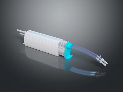 White Medical Tubular Device With Blue Connector And Flexible Purple Tube 3d model