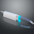 White Medical Tubular Device With Blue Connector And Flexible Purple Tube