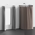 Stylish Gray and Brown Curtains with Different Rod Colors for Interior Design